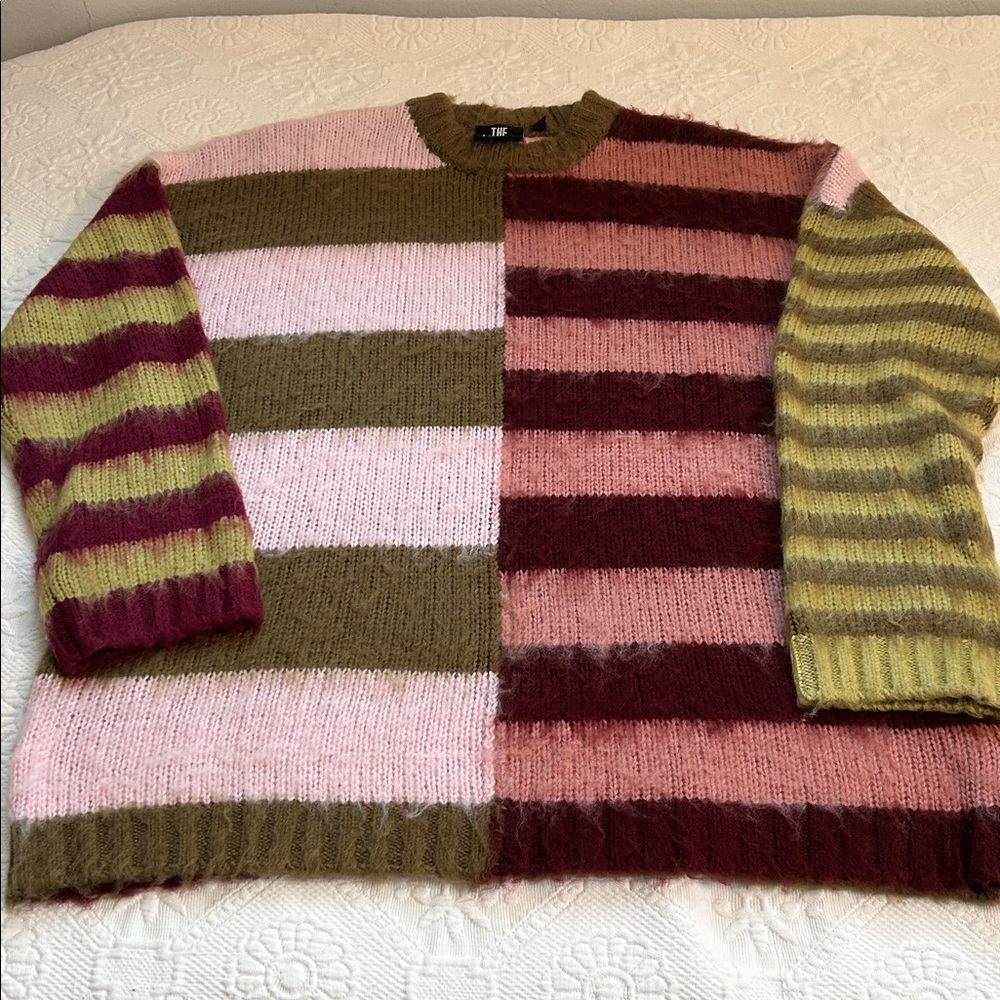 The ragged priest oversized striped fuzzy sweater NWOT - Picture 3 of 4
